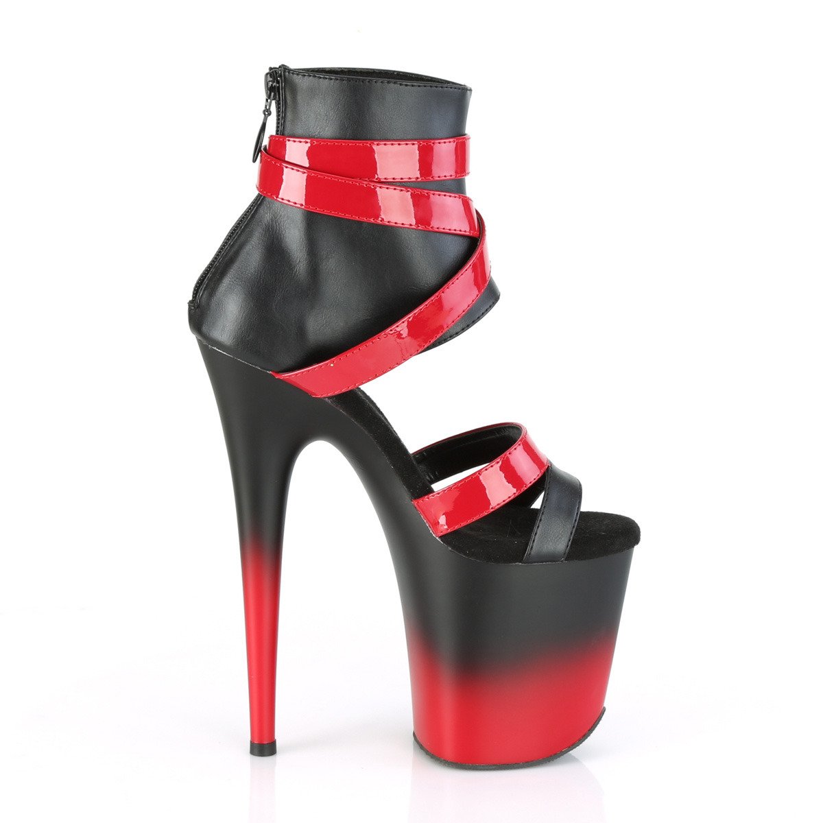 Pleaser Flamingo-800-15 BPU-RPT/M - Black High-Platform Ankle Strap Heels