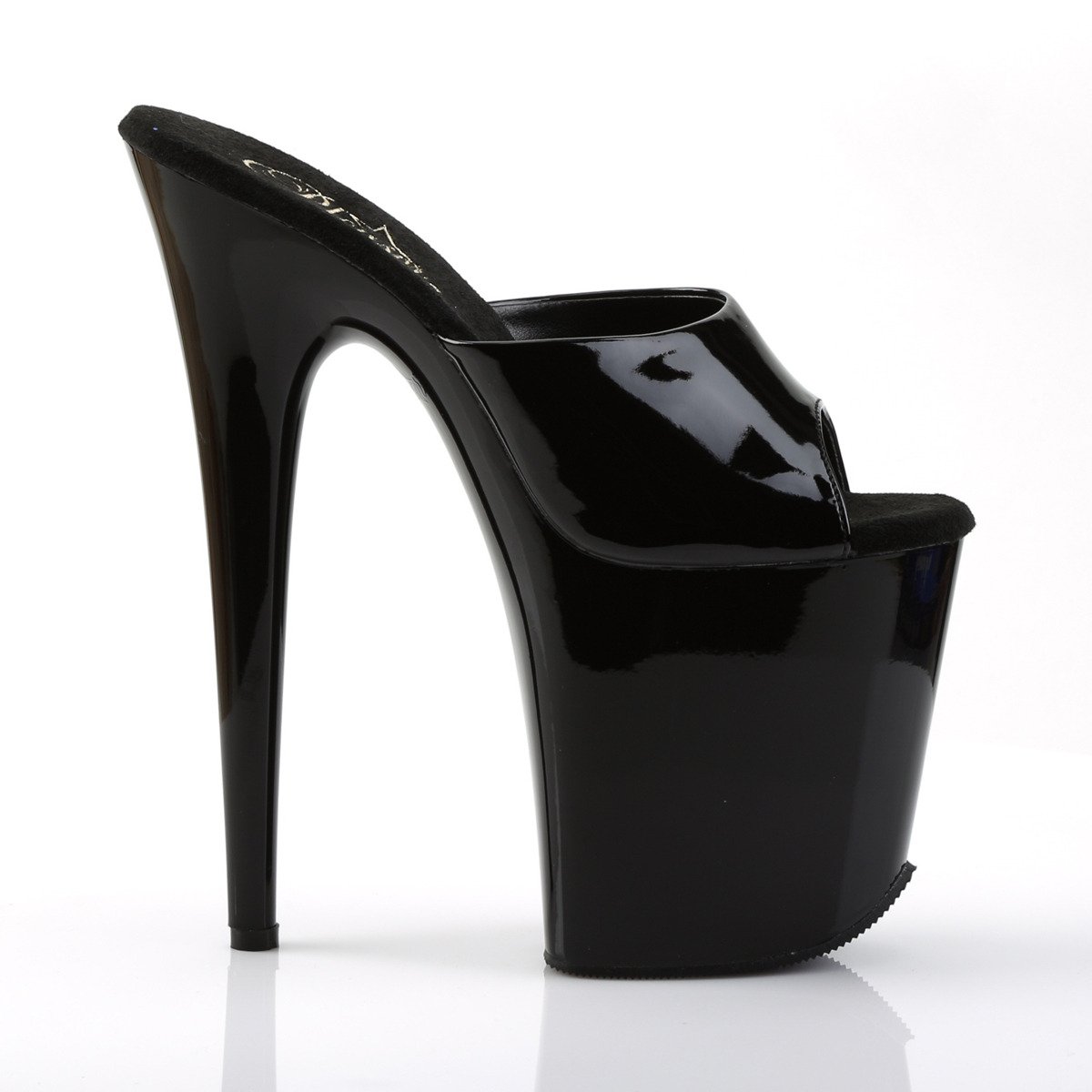 Pleaser Flamingo-801 B/M - Shiny Black High-Platform Sandals