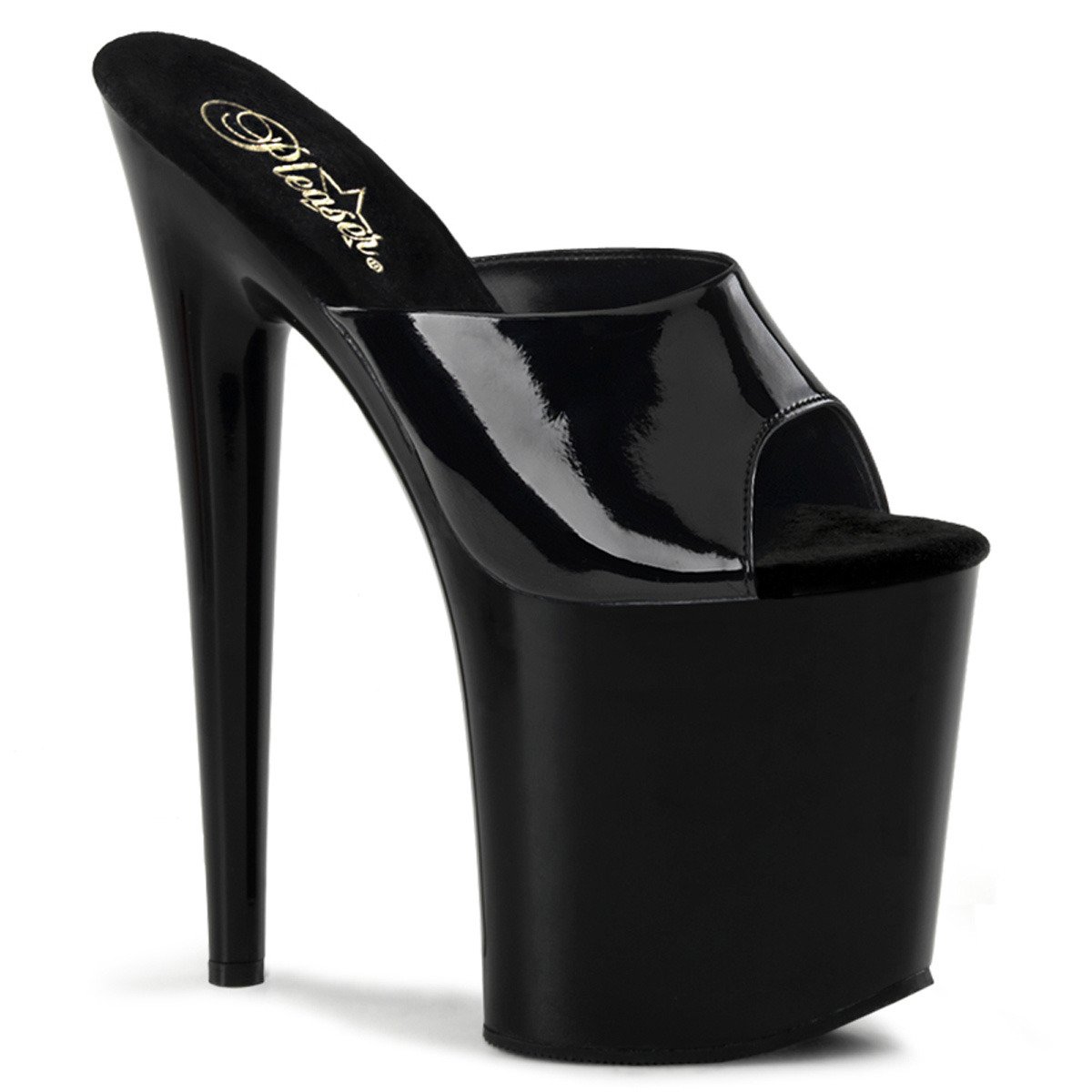 Pleaser Flamingo-801 B/M - Shiny Black High-Platform Sandals