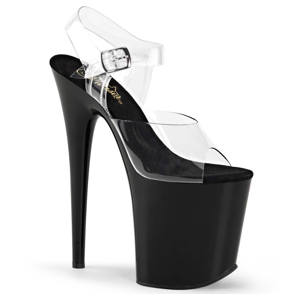 Pleaser Flamingo-808 C/B - Clear High-Platform Sandals