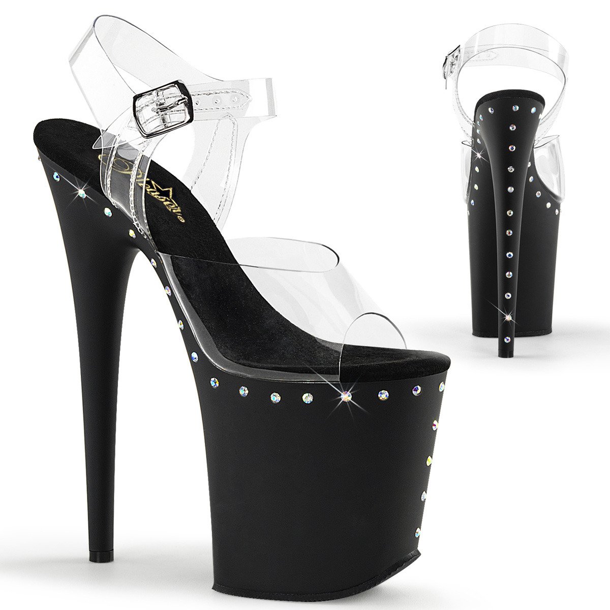 Pleaser Flamingo-808ABLS C/B - Clear High-Platform Sandals