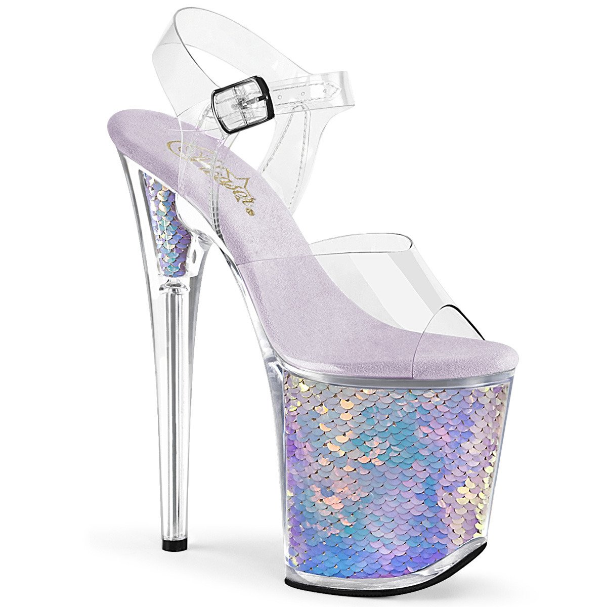 Pleaser Flamingo-808MC C/LVHG - Clear High-Platform Sandals