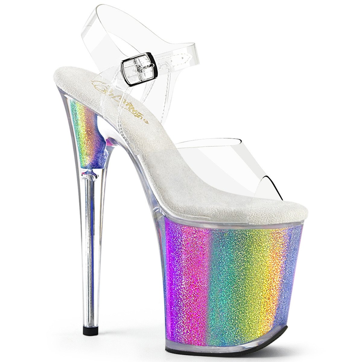 Pleaser Flamingo-808RG-01 C/RBOWG - Clear High-Platform Sandals