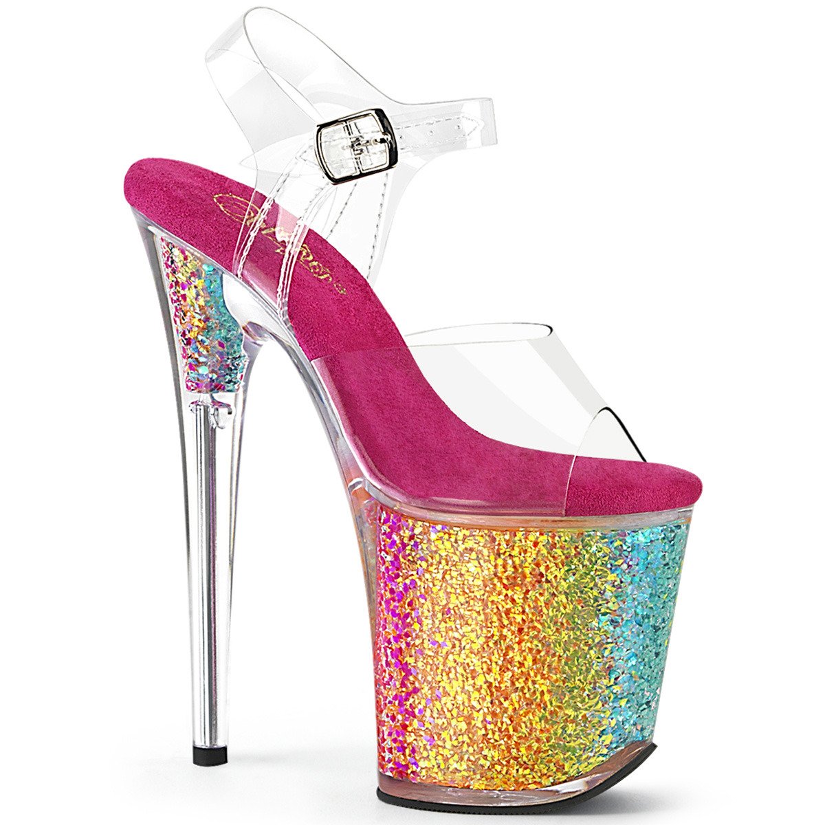 Pleaser Flamingo-808RG-02 C/RBOWG - Clear High-Platform Sandals