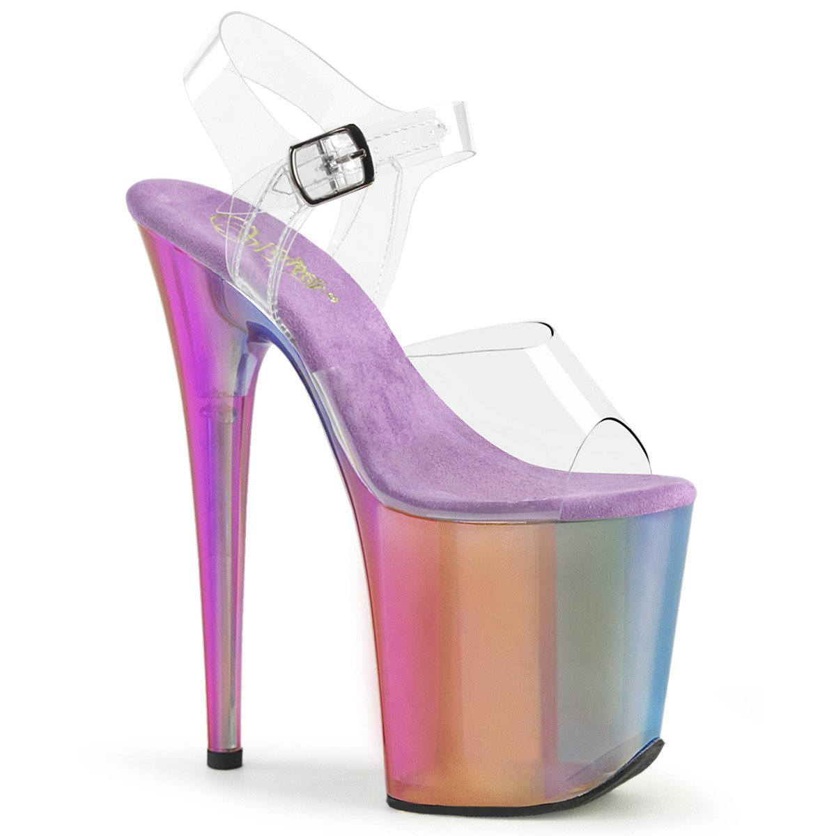 Pleaser Flamingo-808RMT C/RBOW - Clear High-Platform Sandals