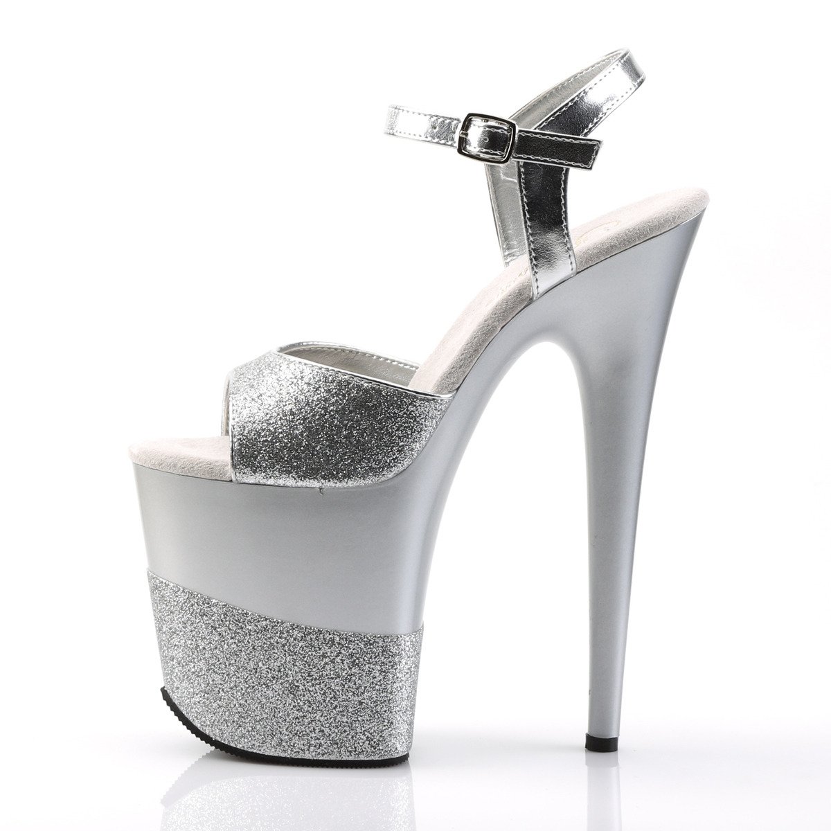 Pleaser Flamingo-809-2G S/S-G - Silver High-Platform Sandals