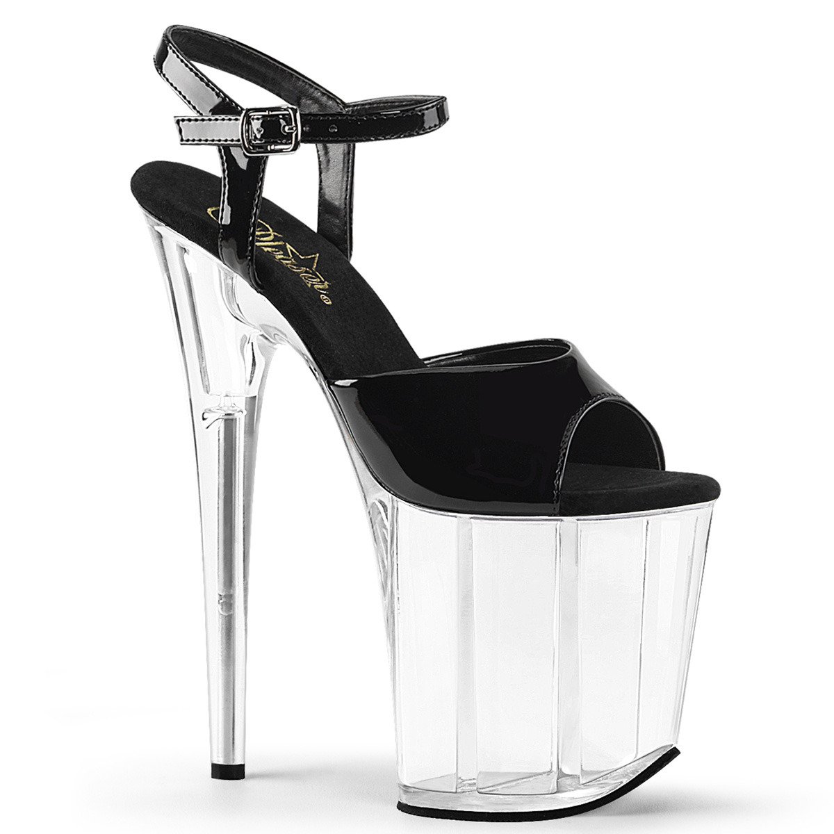 Pleaser Flamingo-809 B/C - Shiny Black High-Platform Sandals