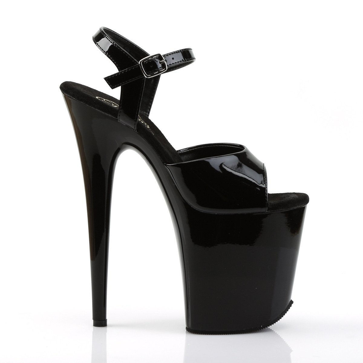 Pleaser Flamingo-809 B/M - Shiny Black High-Platform Sandals