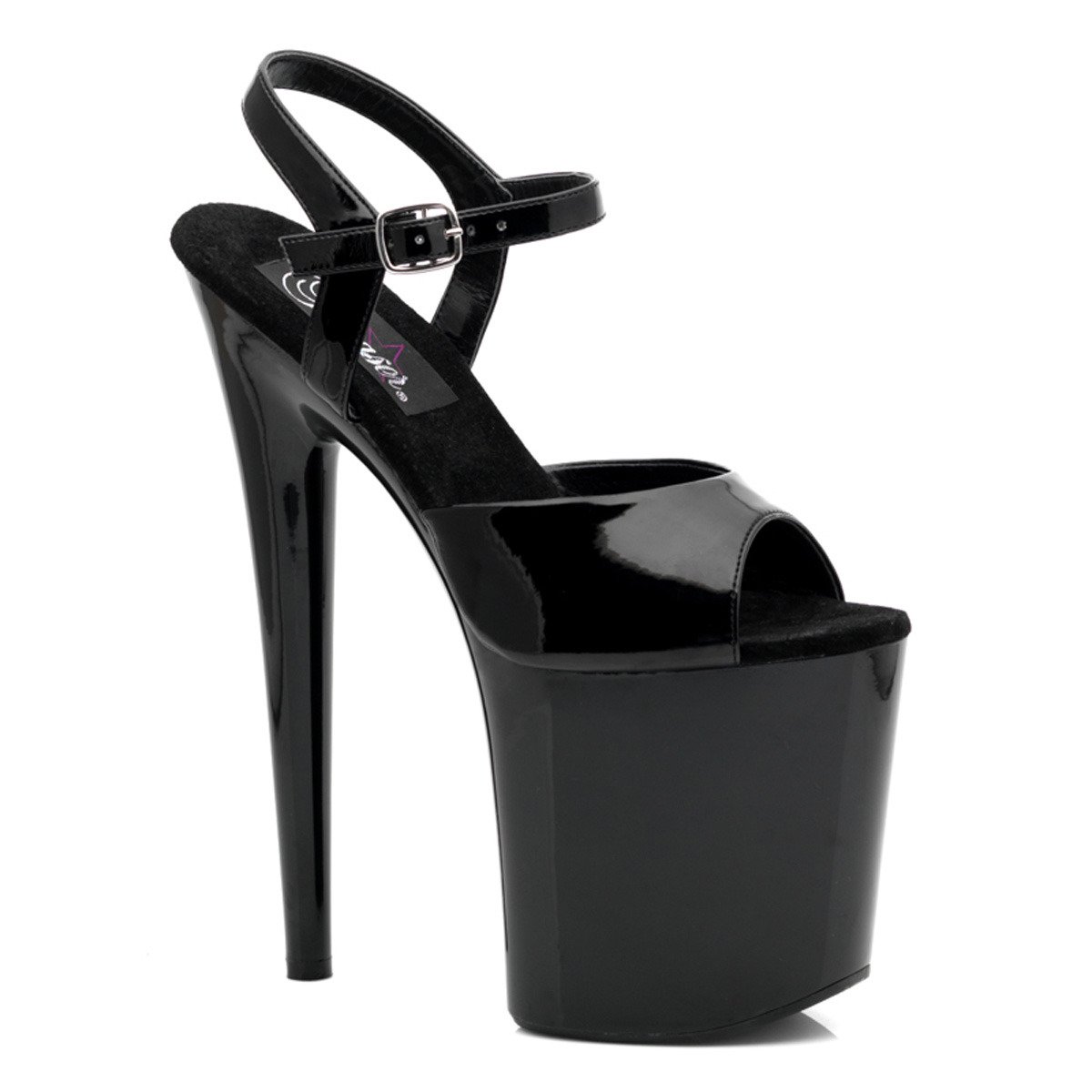 Pleaser Flamingo-809 B/M - Shiny Black High-Platform Sandals