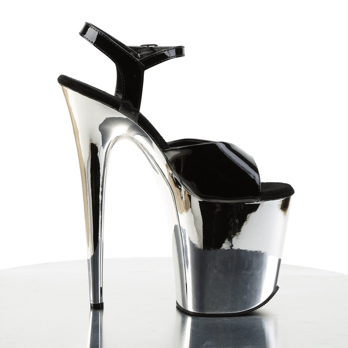 Pleaser Flamingo-809 B/SCH - Shiny Black High-Platform Sandals