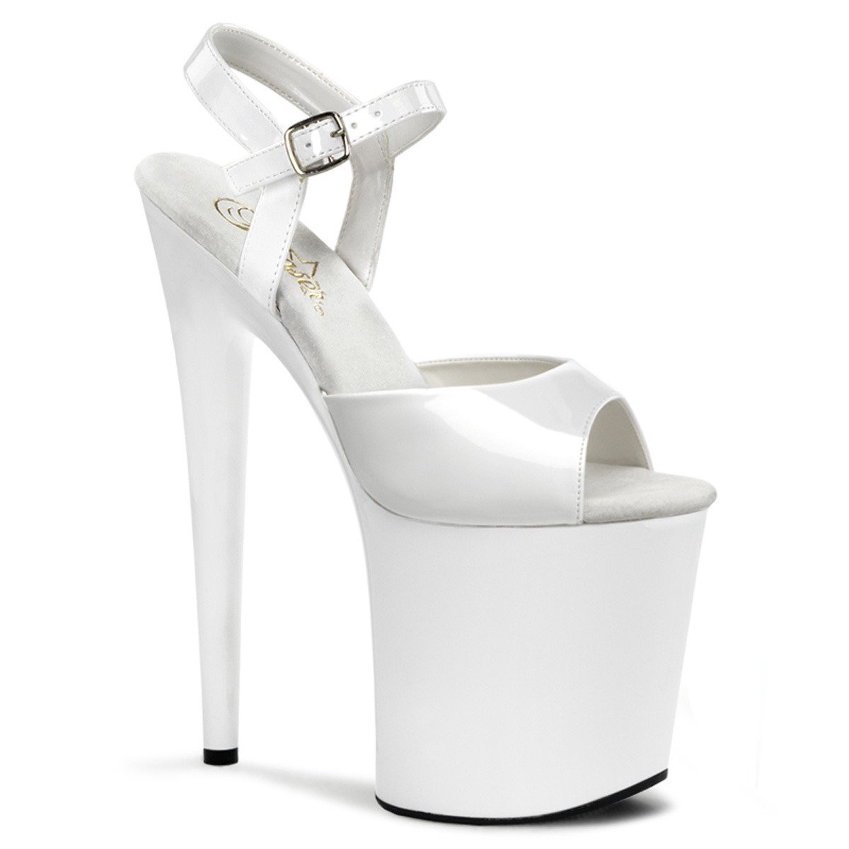 Pleaser Flamingo-809 W/M - Shiny White High-Platform Sandals