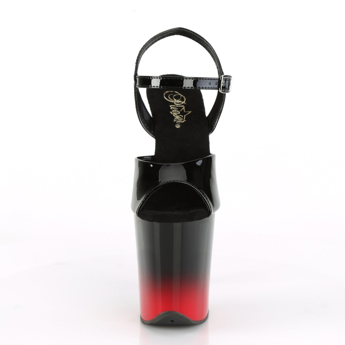 Pleaser Flamingo-809BR-H B/B-R - Shiny Black High-Platform Sandals