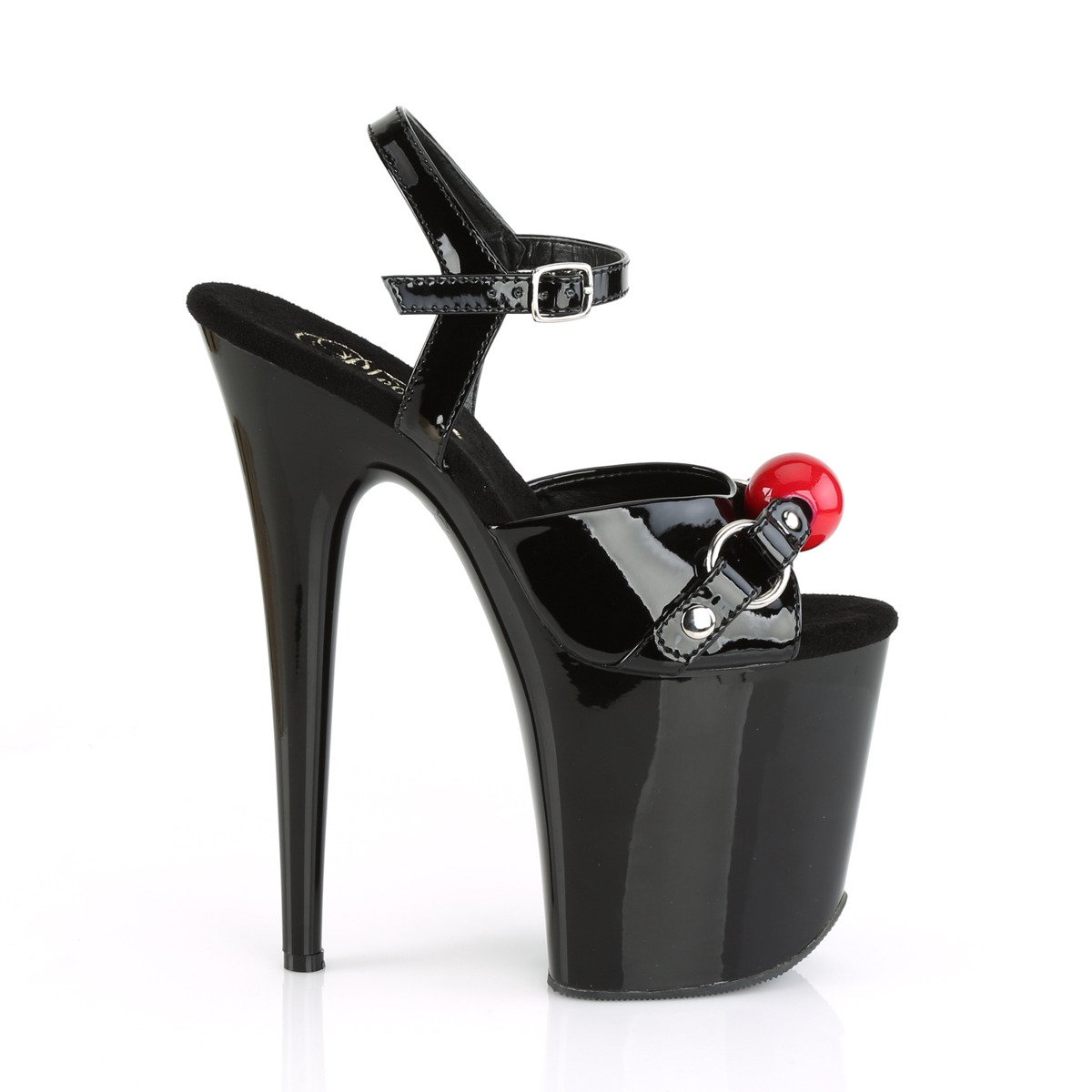 Pleaser Flamingo-809GB B/M - Shiny Black High-Platform Sandals