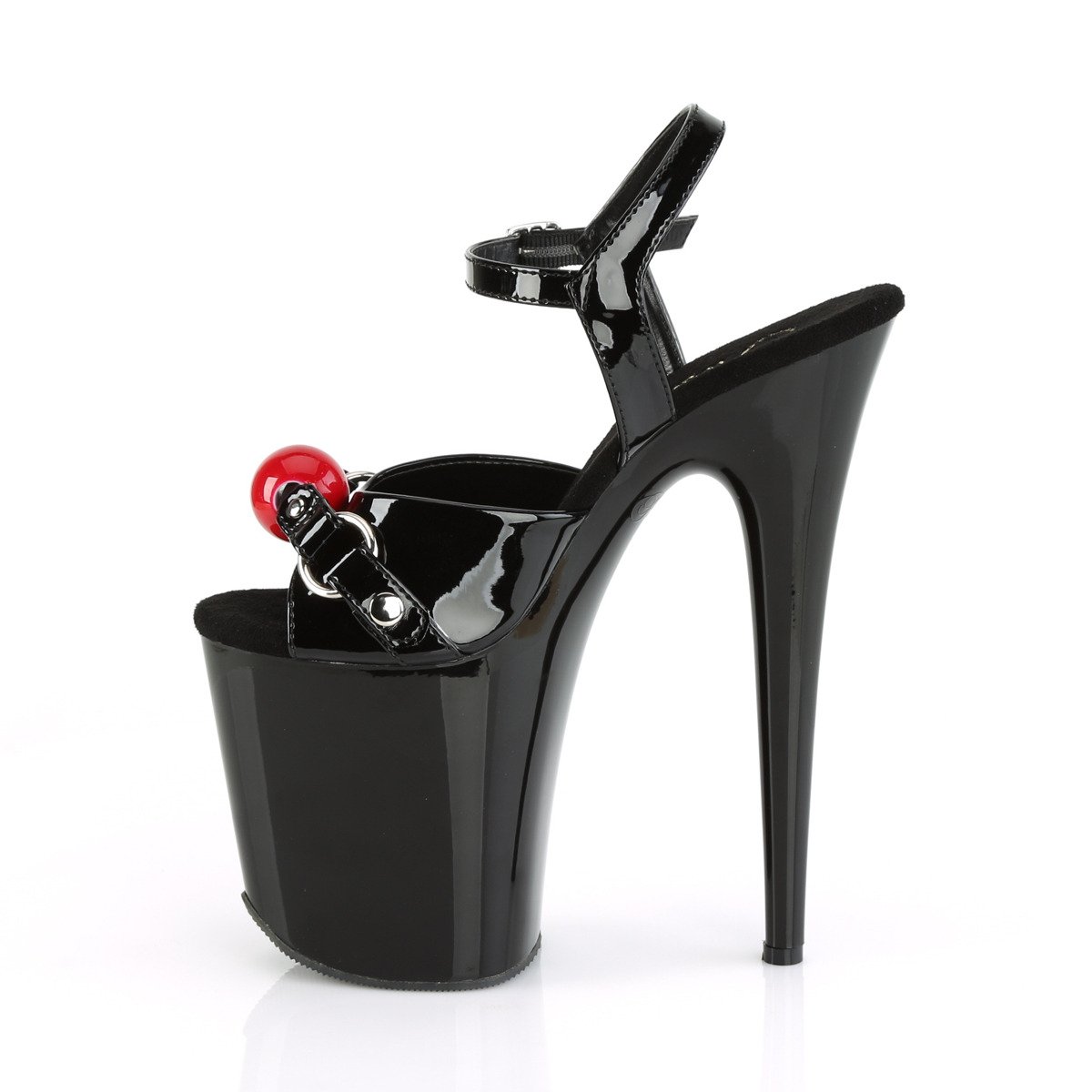 Pleaser Flamingo-809GB B/M - Shiny Black High-Platform Sandals