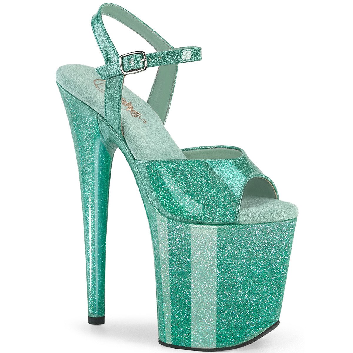 Pleaser Flamingo-809GP AQG/M - Shiny Turquoise High-Platform Sandals
