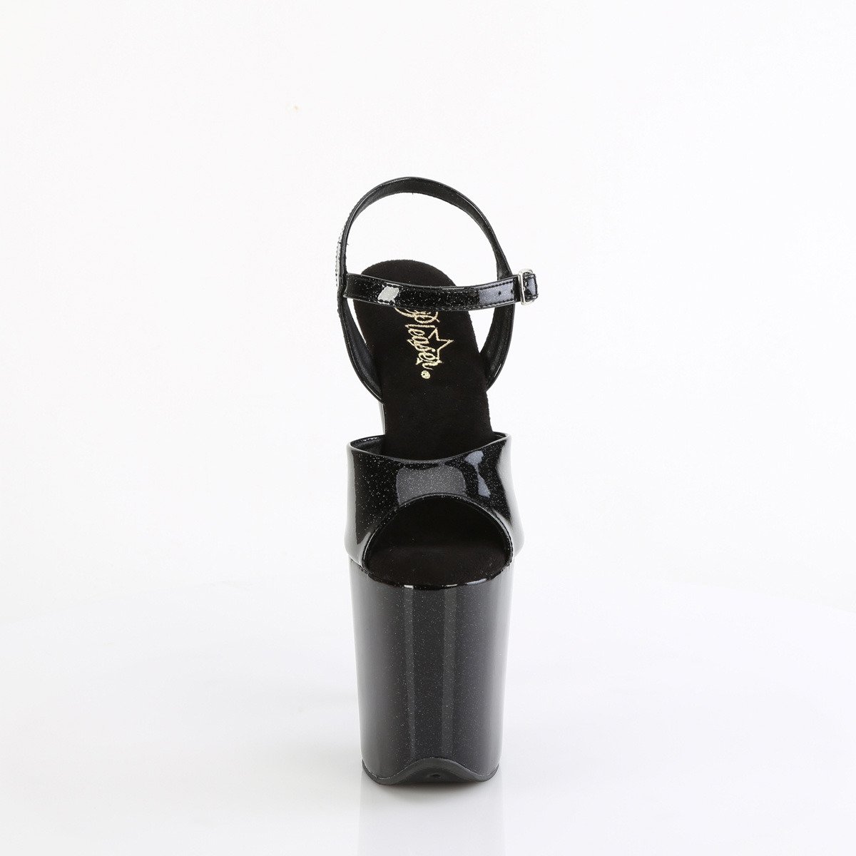 Pleaser Flamingo-809GP BG/M - Shiny Black High-Platform Sandals