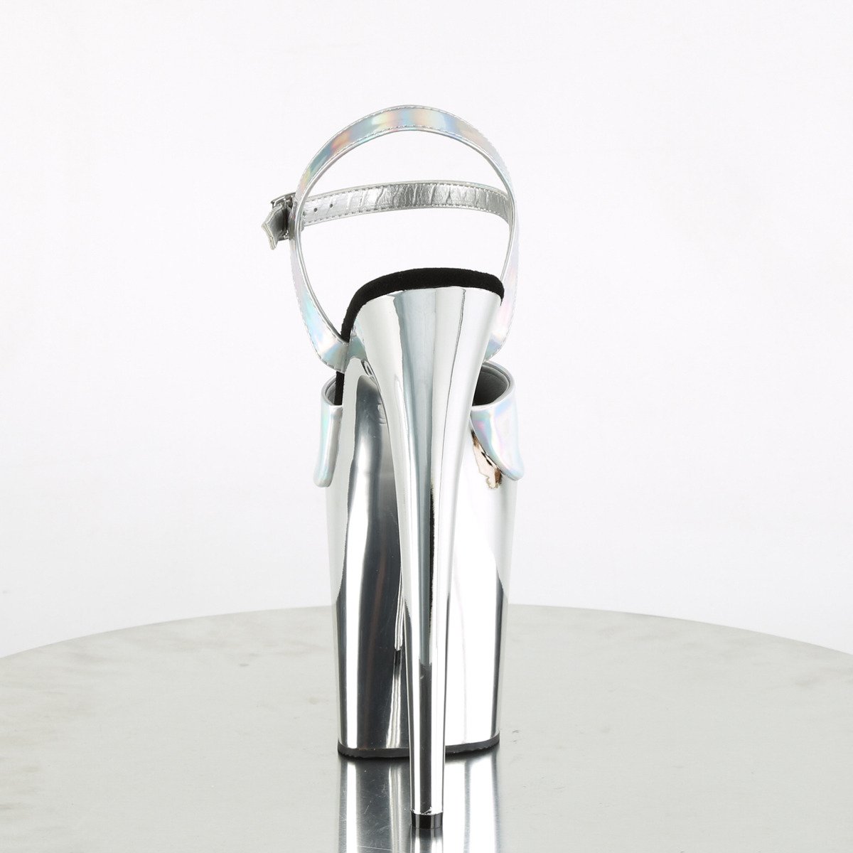 Pleaser Flamingo-809HG SHG/SCH - Shiny Silver High-Platform Sandals