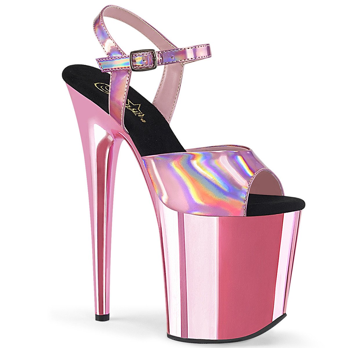 Pleaser Flamingo-809HG BPHG/BPCH - Shiny Pink High-Platform Sandals