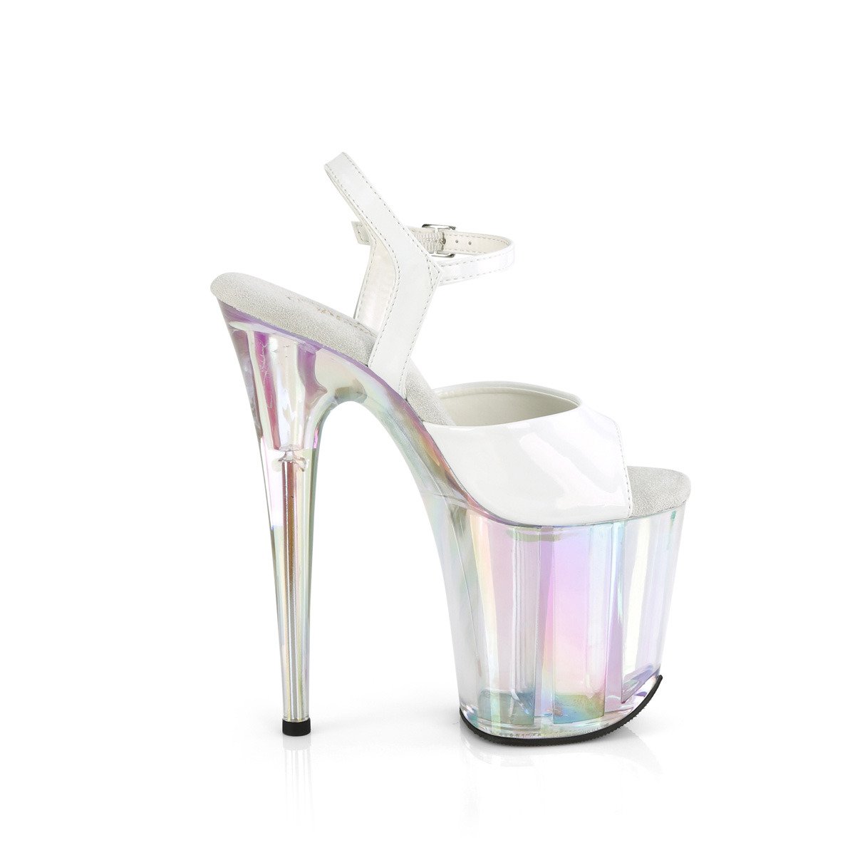 Pleaser Flamingo-809HT WHG/HG - Shiny White High-Platform Sandals