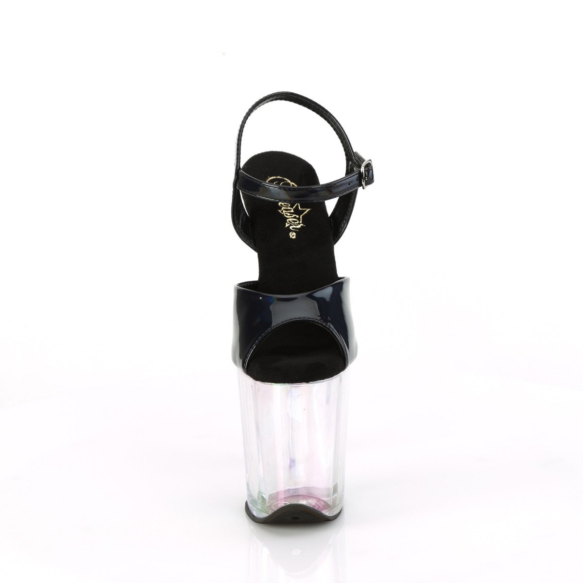 Pleaser Flamingo-809HT BHG/HG - Shiny Black High-Platform Sandals