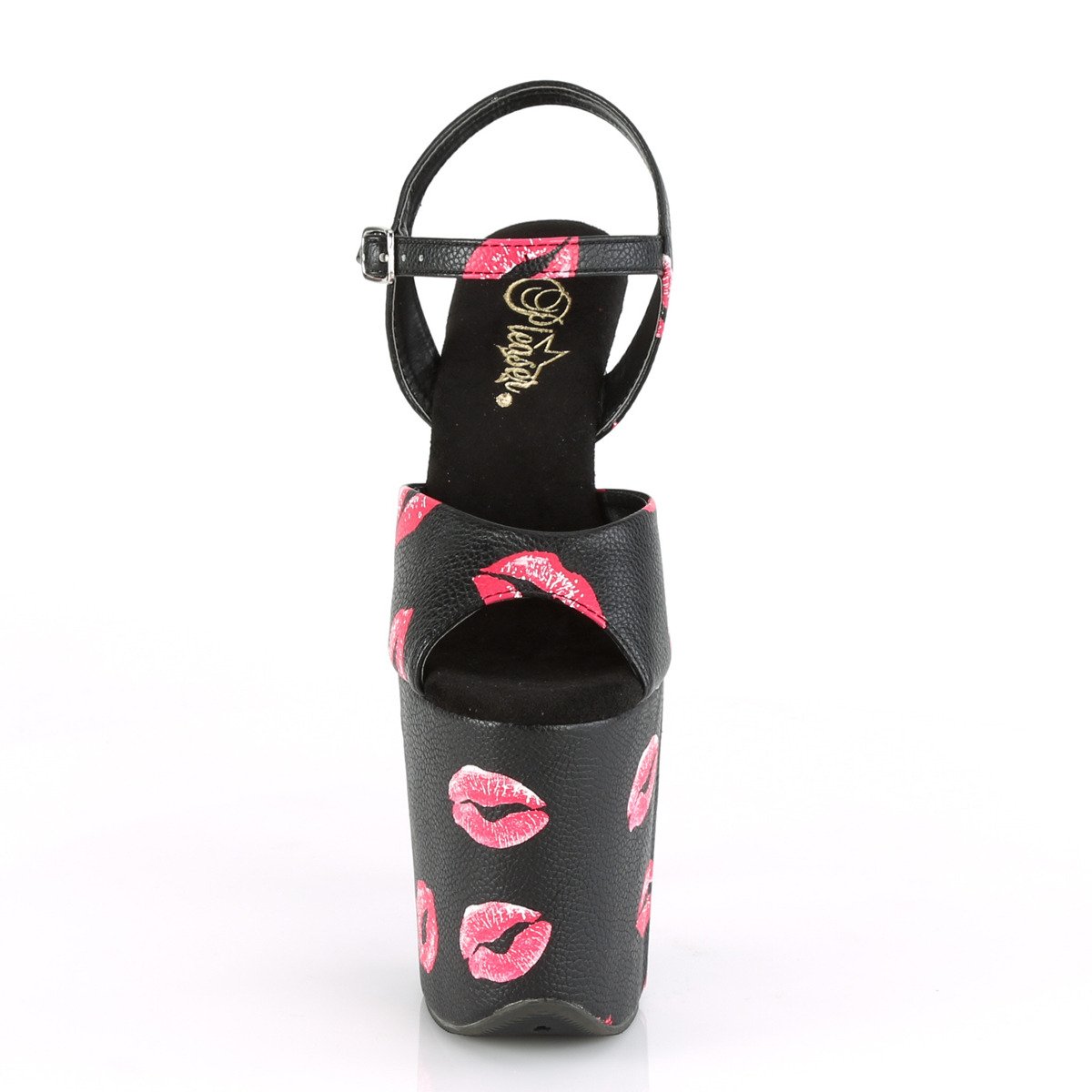 Pleaser Flamingo-809KISSES BPU/M - Black High-Platform Sandals