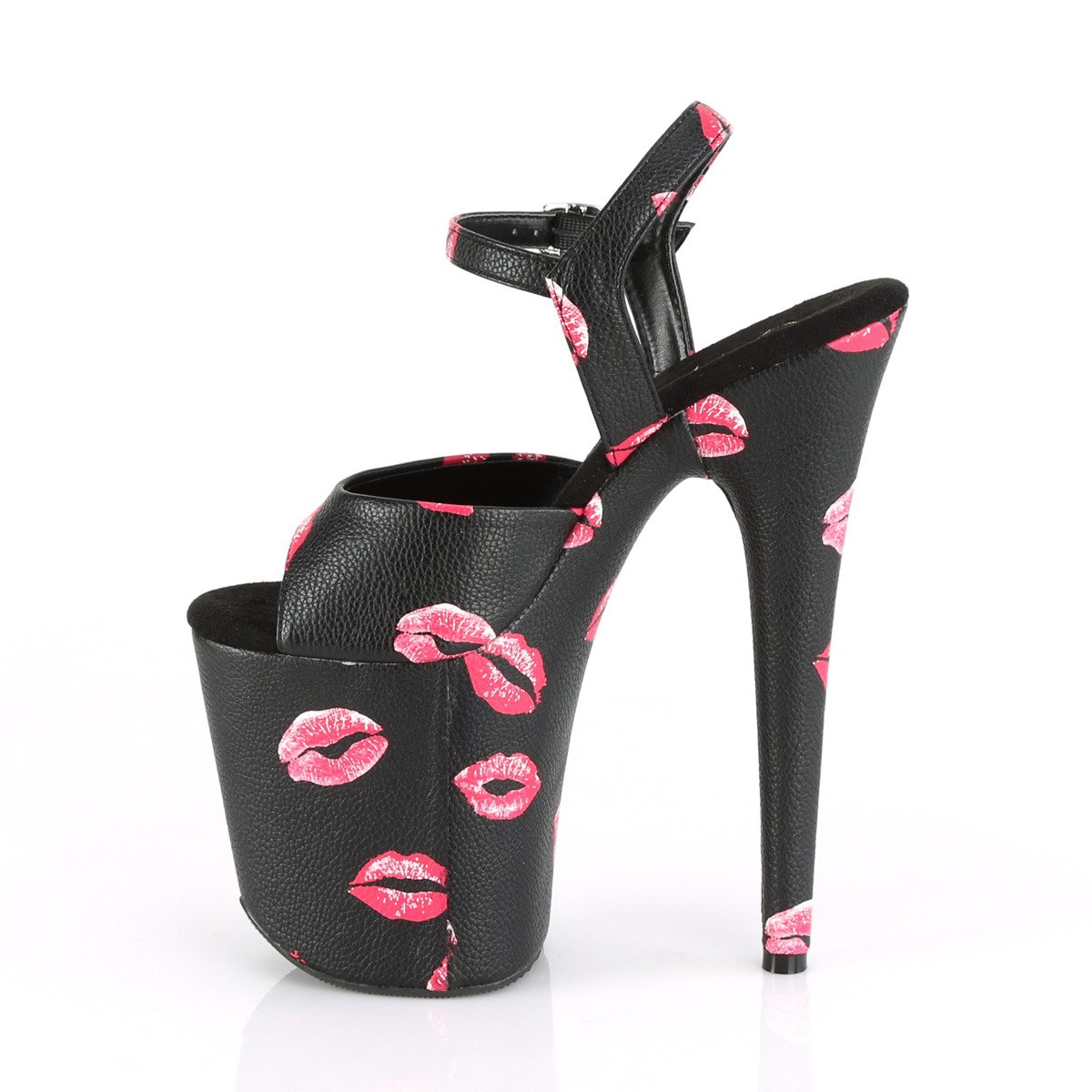 Pleaser Flamingo-809KISSES BPU/M - Black High-Platform Sandals
