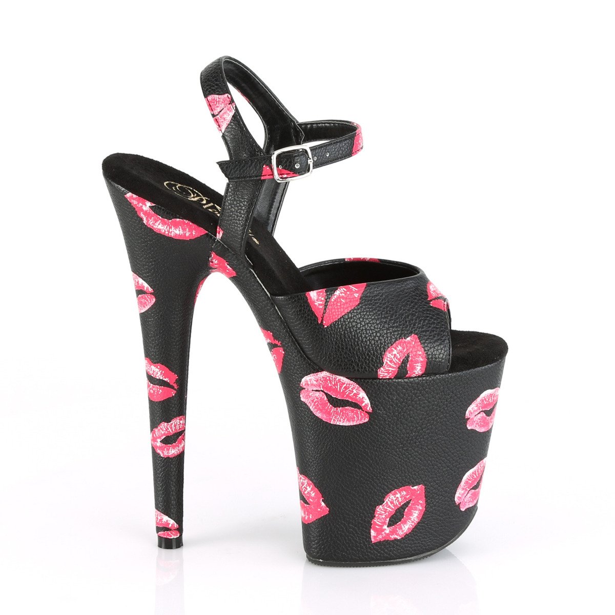 Pleaser Flamingo-809KISSES BPU/M - Black High-Platform Sandals