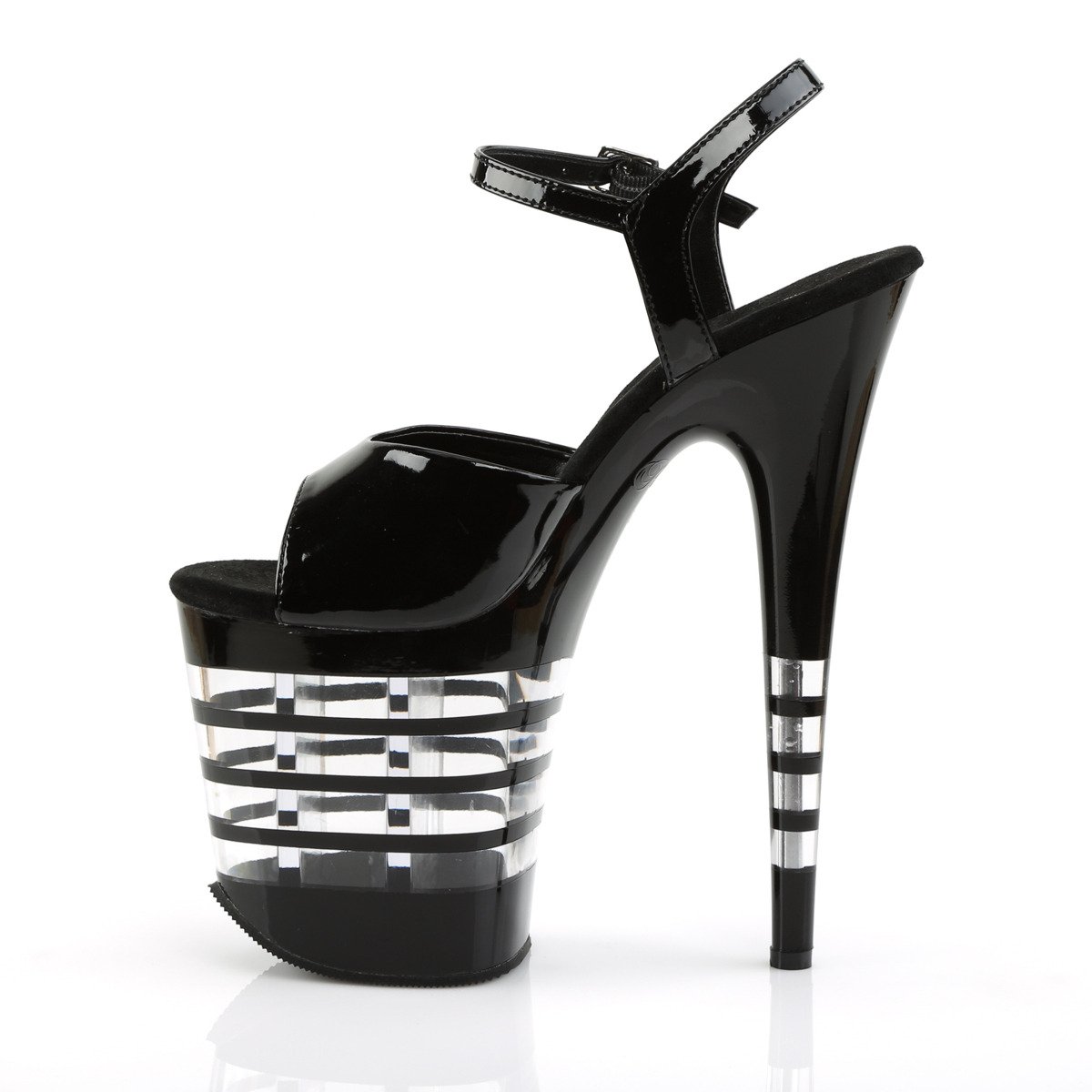 Pleaser Flamingo-809LN B/M - Shiny Black High-Platform Sandals