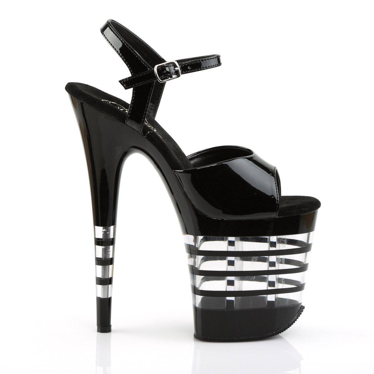 Pleaser Flamingo-809LN B/M - Shiny Black High-Platform Sandals