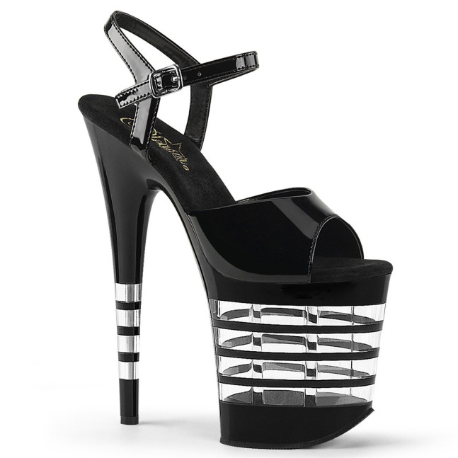 Pleaser Flamingo-809LN B/M - Shiny Black High-Platform Sandals