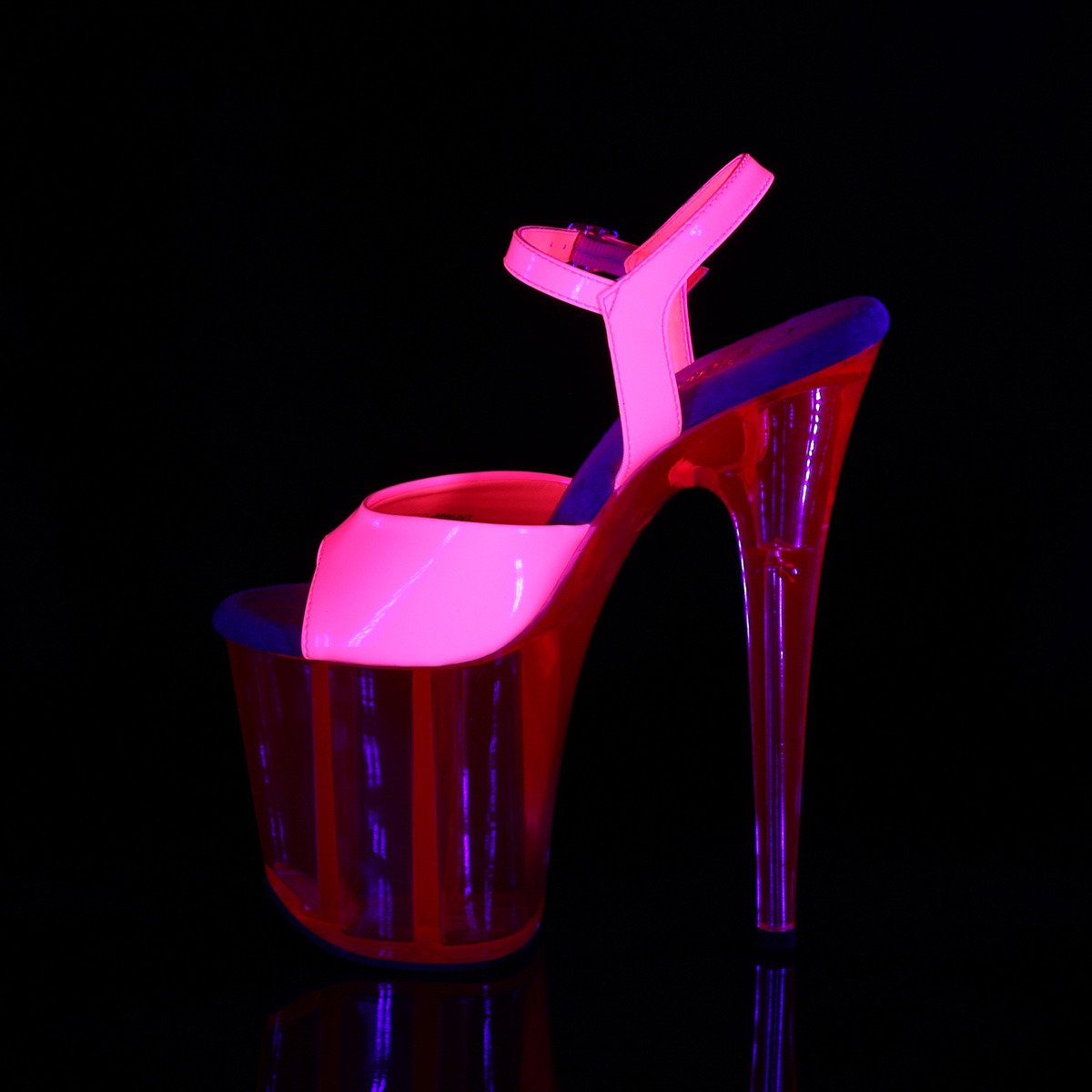 Pleaser Flamingo-809UVT NHP/M - Shiny Pink Uv Reactive High-Platform Sandals