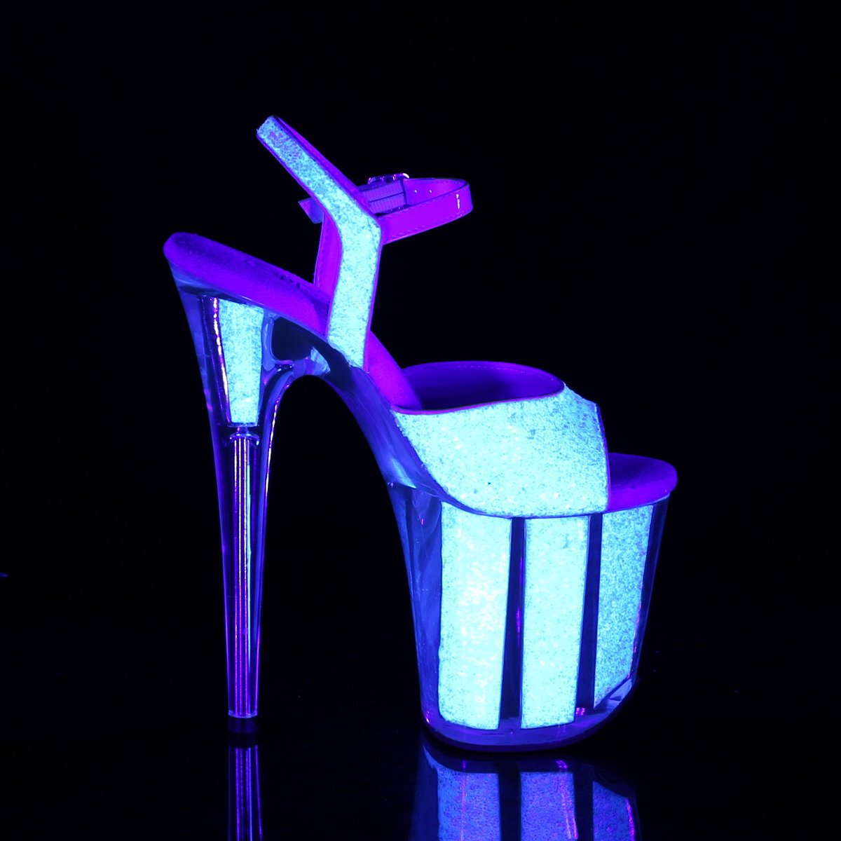 Pleaser Flamingo-810UVG NOPG/M - Pink Uv Reactive High-Platform Sandals