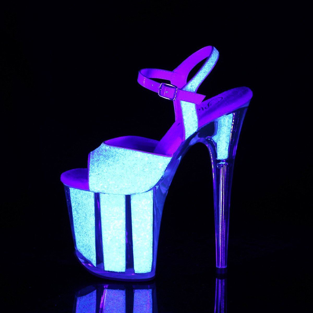 Pleaser Flamingo-810UVG NOPG/M - Pink Uv Reactive High-Platform Sandals