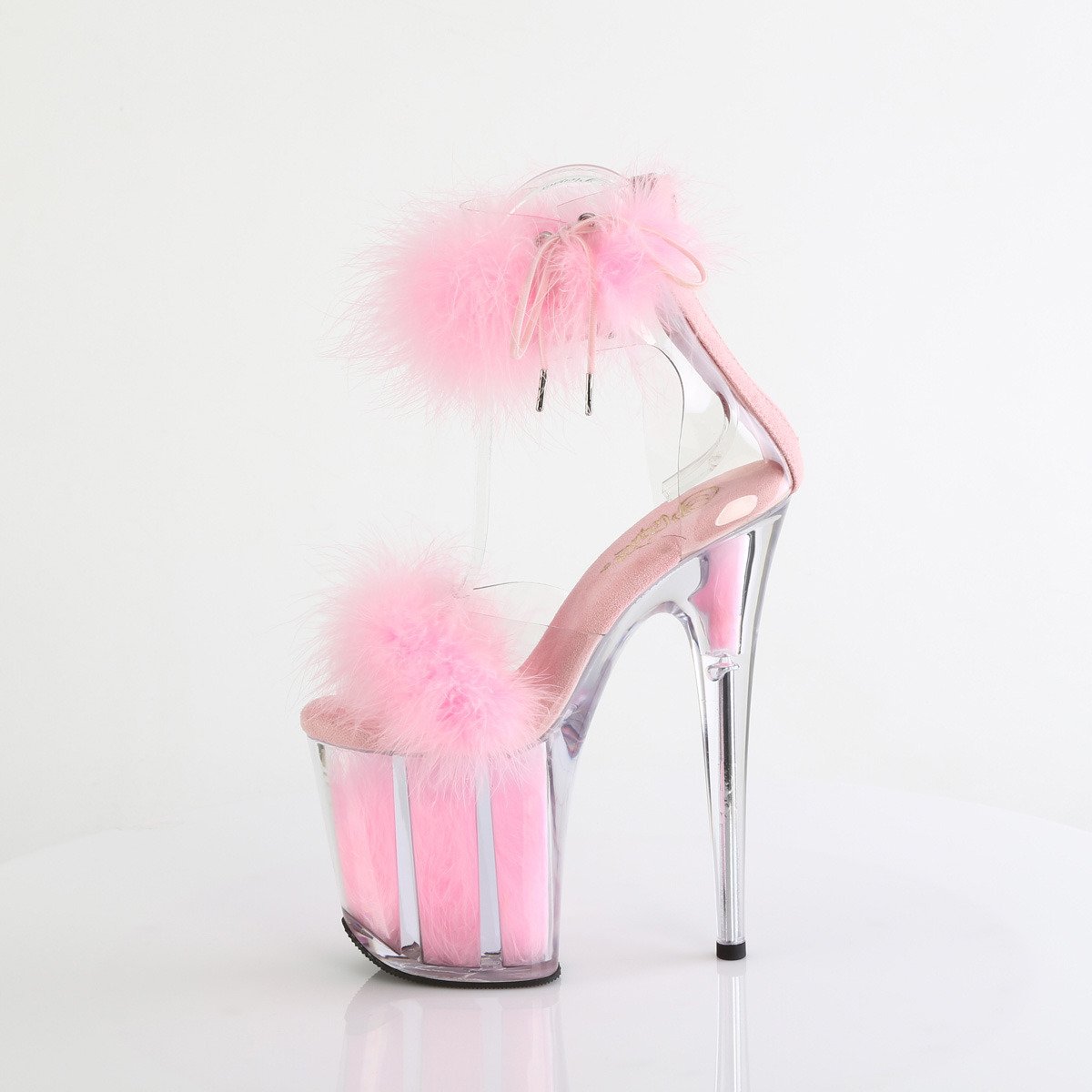 Pleaser Flamingo-824F C-BPFUR/M - Pink High-Platform Ankle Strap Heels
