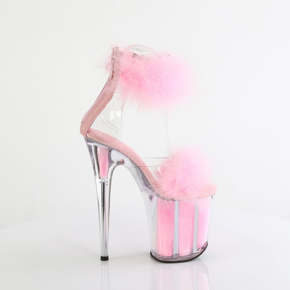 Pleaser Flamingo-824F C-BPFUR/M - Pink High-Platform Ankle Strap Heels