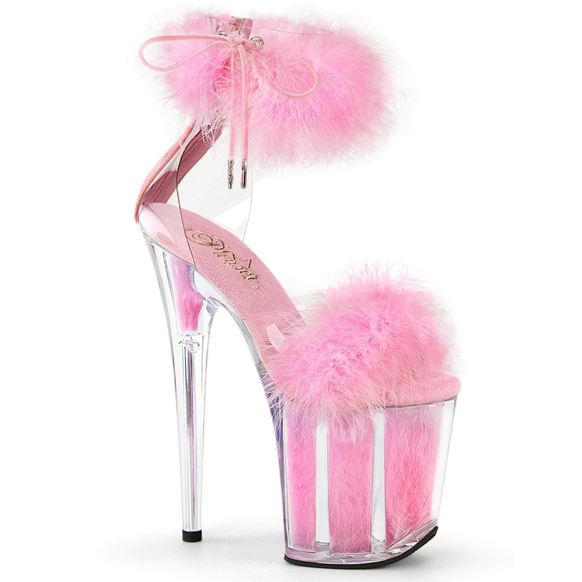 Pleaser Flamingo-824F C-BPFUR/M - Pink High-Platform Ankle Strap Heels
