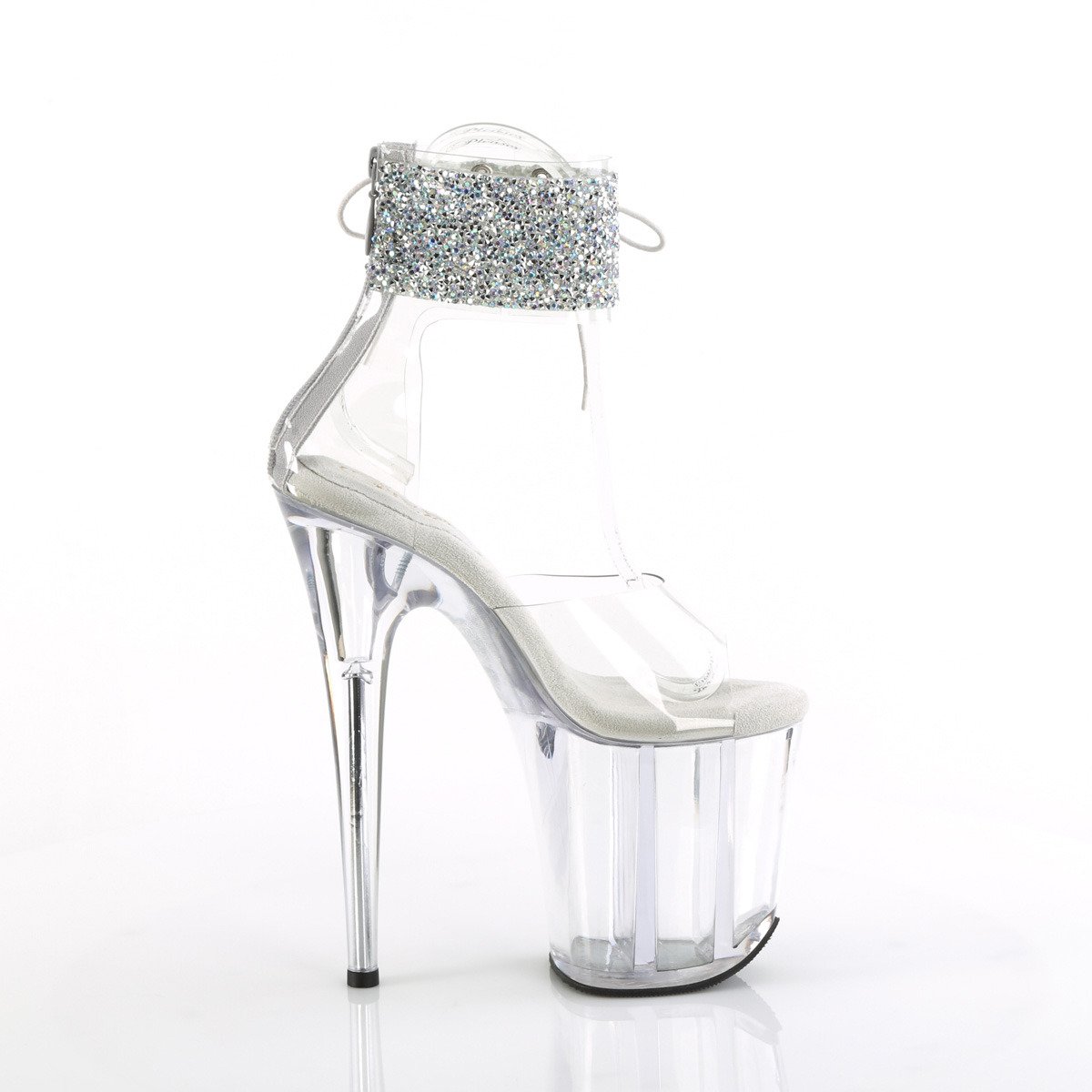 Pleaser Flamingo-824RS-02 C-SRS/C - Clear High-Platform Ankle Strap Heels