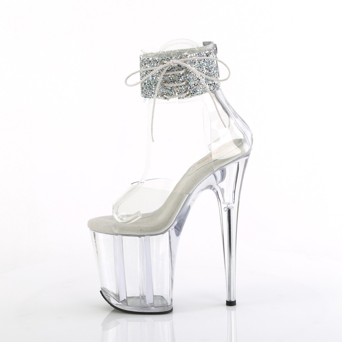 Pleaser Flamingo-824RS-02 C-SRS/C - Clear High-Platform Ankle Strap Heels