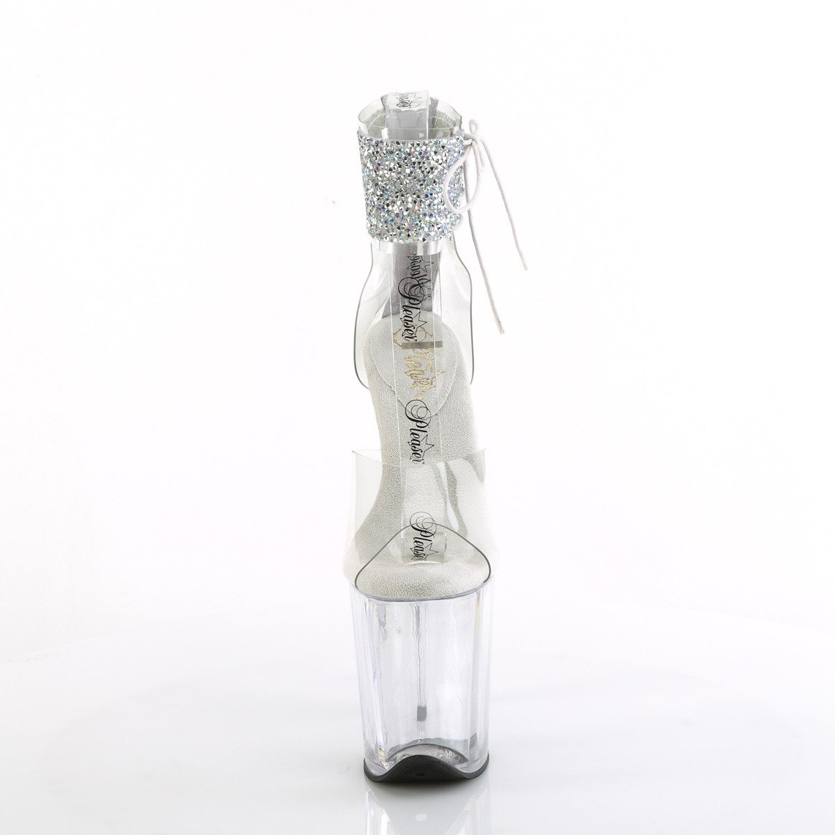 Pleaser Flamingo-824RS-02 C-SRS/C - Clear High-Platform Ankle Strap Heels