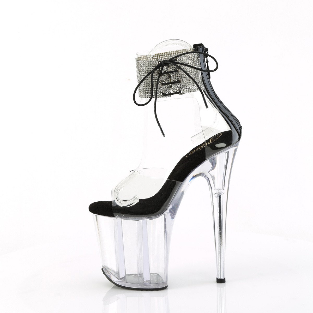 Pleaser Flamingo-824RS C-B/C - Black High-Platform Ankle Strap Heels