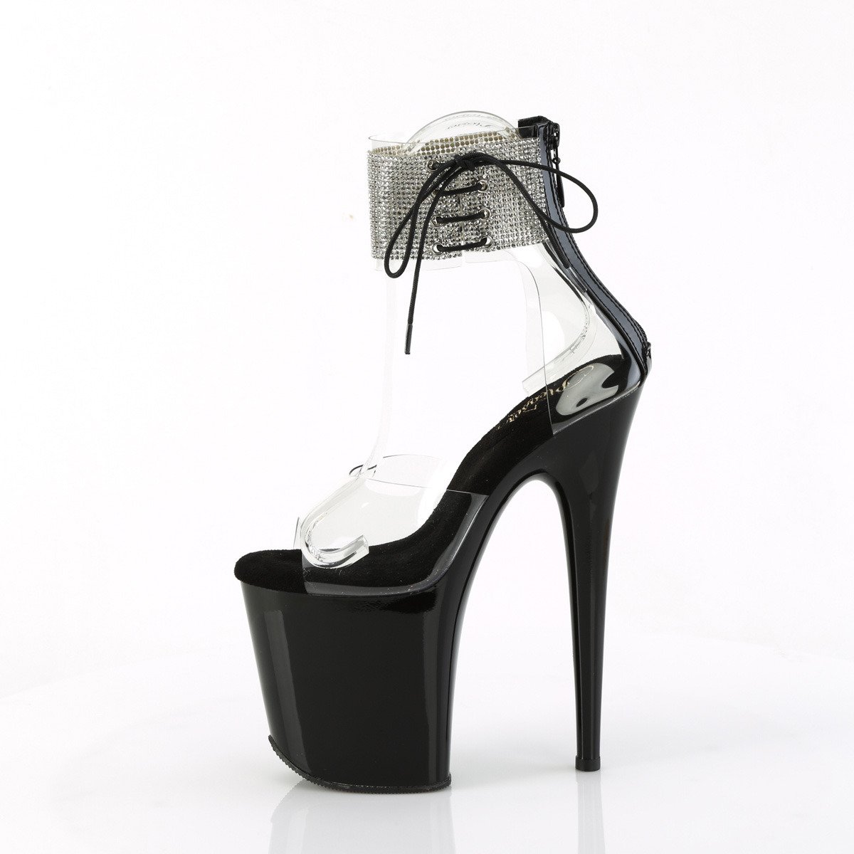 Pleaser Flamingo-824RS C/B - Clear High-Platform Ankle Strap Heels