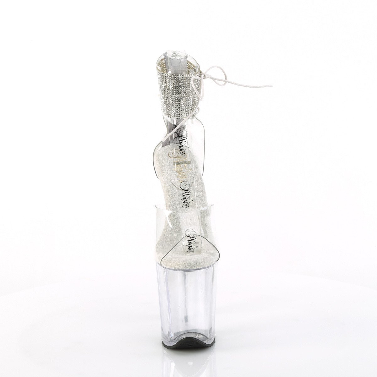 Pleaser Flamingo-824RS C/M - Clear High-Platform Ankle Strap Heels