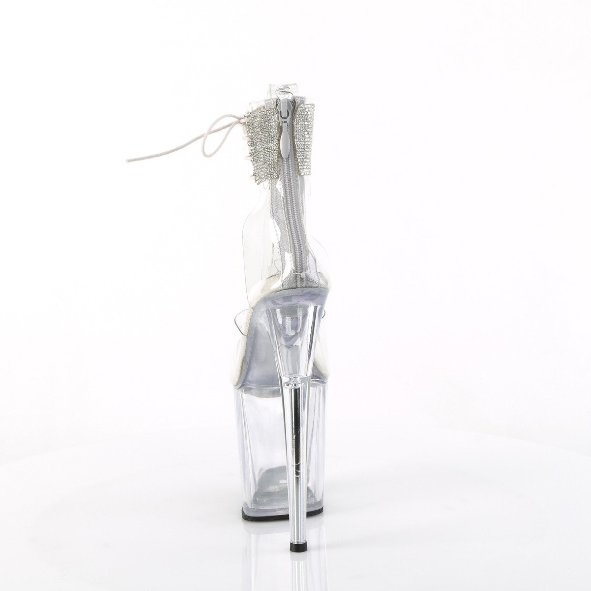 Pleaser Flamingo-824RS C/M - Clear High-Platform Ankle Strap Heels