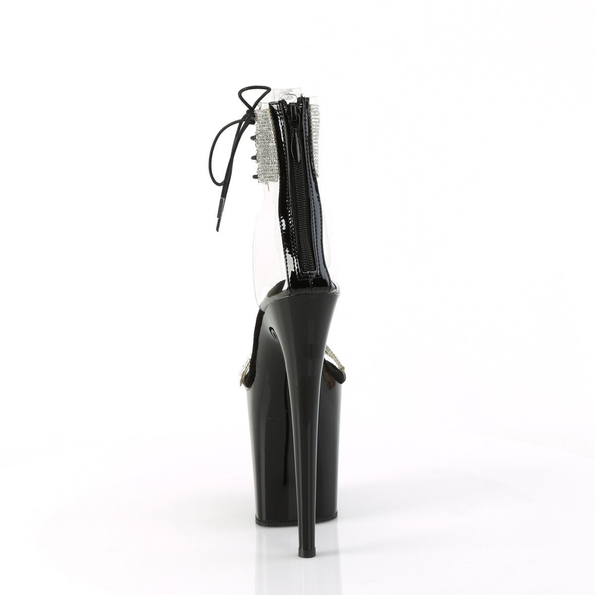 Pleaser Flamingo-827RS C-B/B - Black High-Platform Ankle Strap Heels