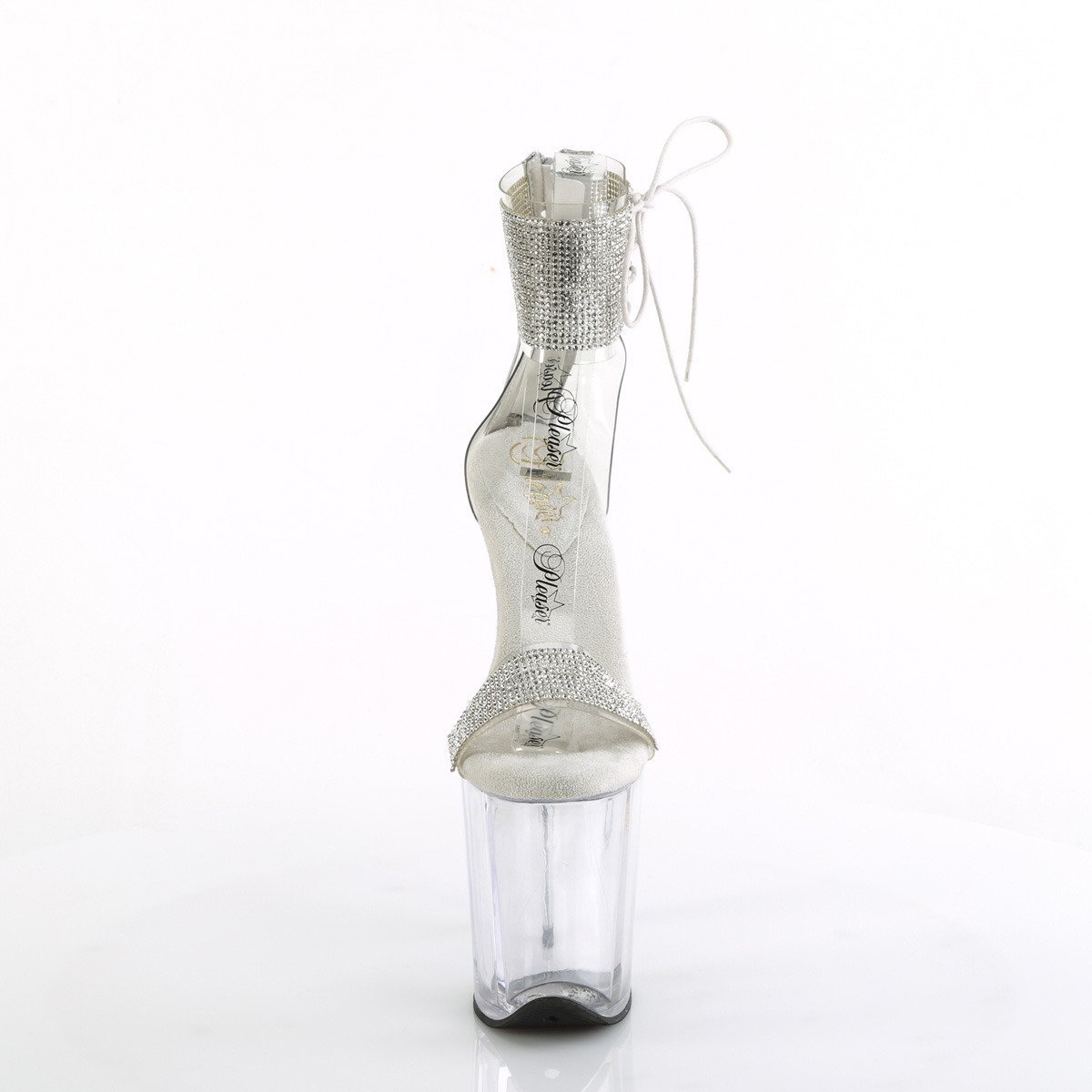 Pleaser Flamingo-827RS C-S/C - Clear High-Platform Ankle Strap Heels