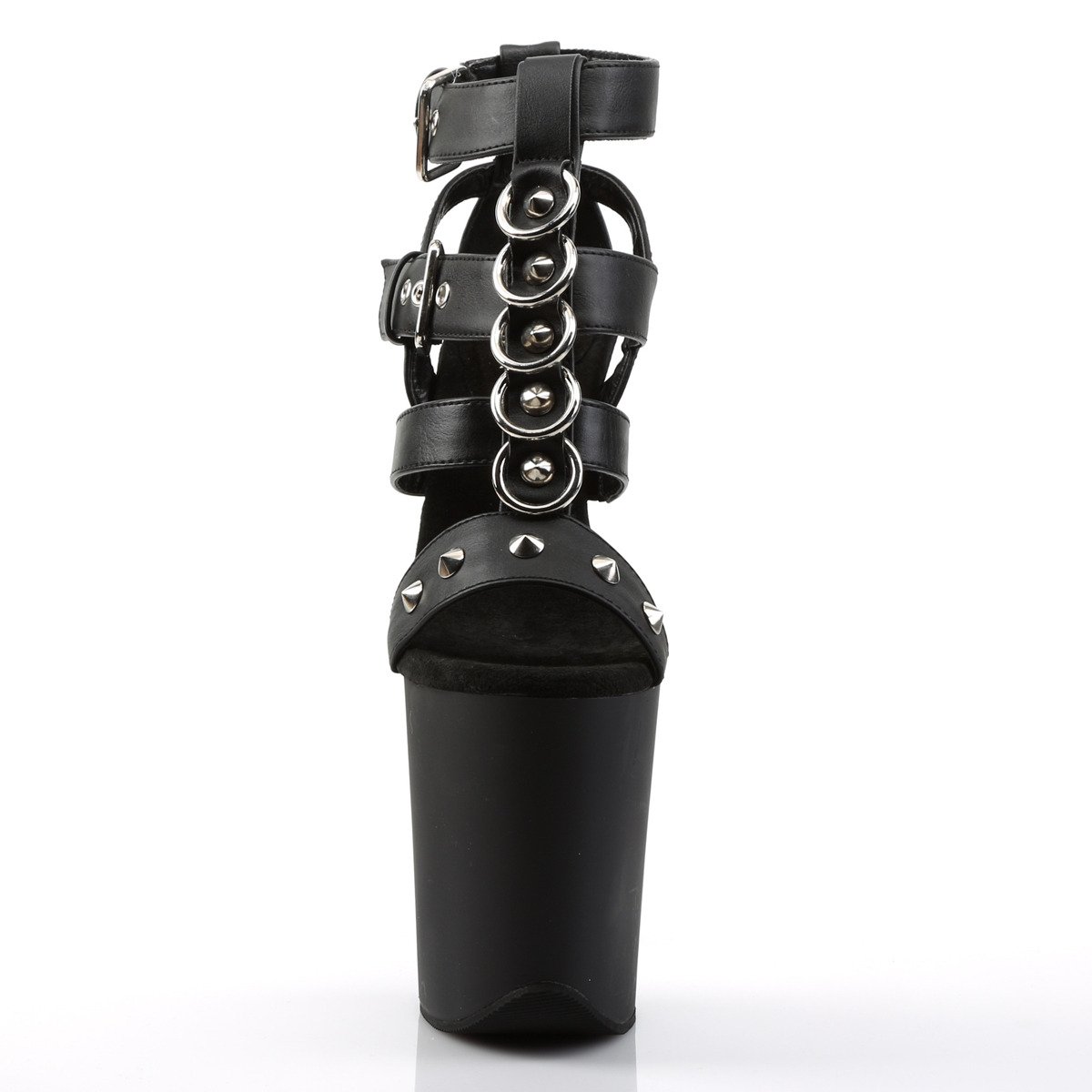 Pleaser Flamingo-858 BPU/M - Black High-Platform Ankle Strap Heels