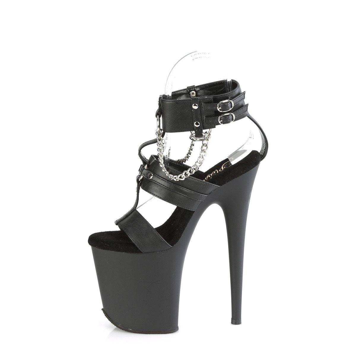 Pleaser Flamingo-861 BPU/M - Black High-Platform Ankle Strap Heels