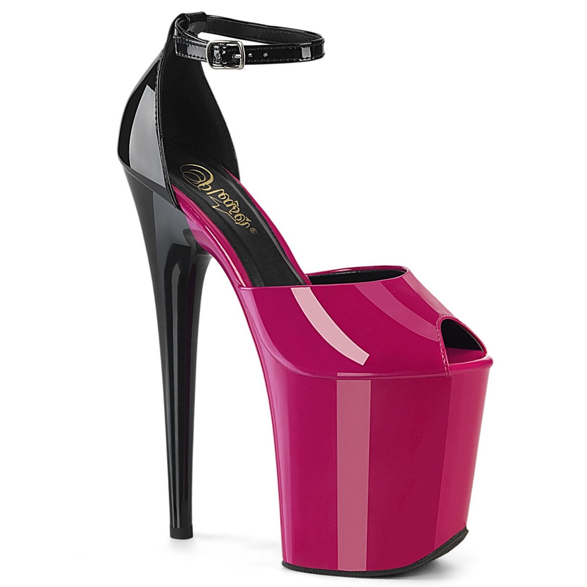 Pleaser Flamingo-868 FS-B/M - Shiny Violet High-Platform Ankle Strap Heels