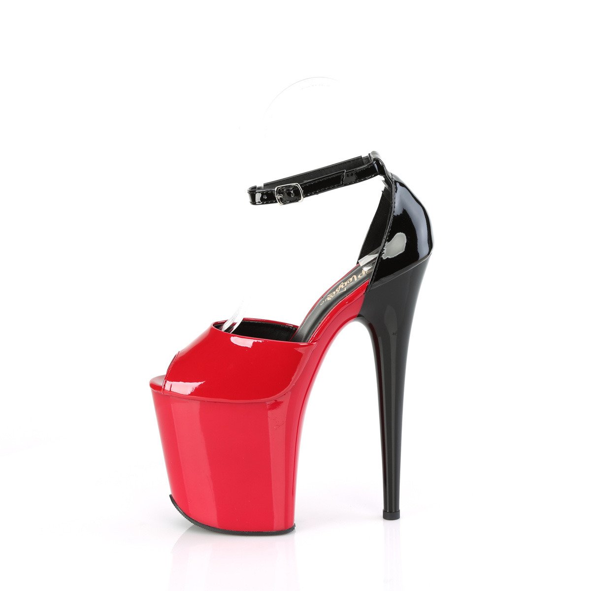 Pleaser Flamingo-868 R-B/M - Shiny Red High-Platform Ankle Strap Heels