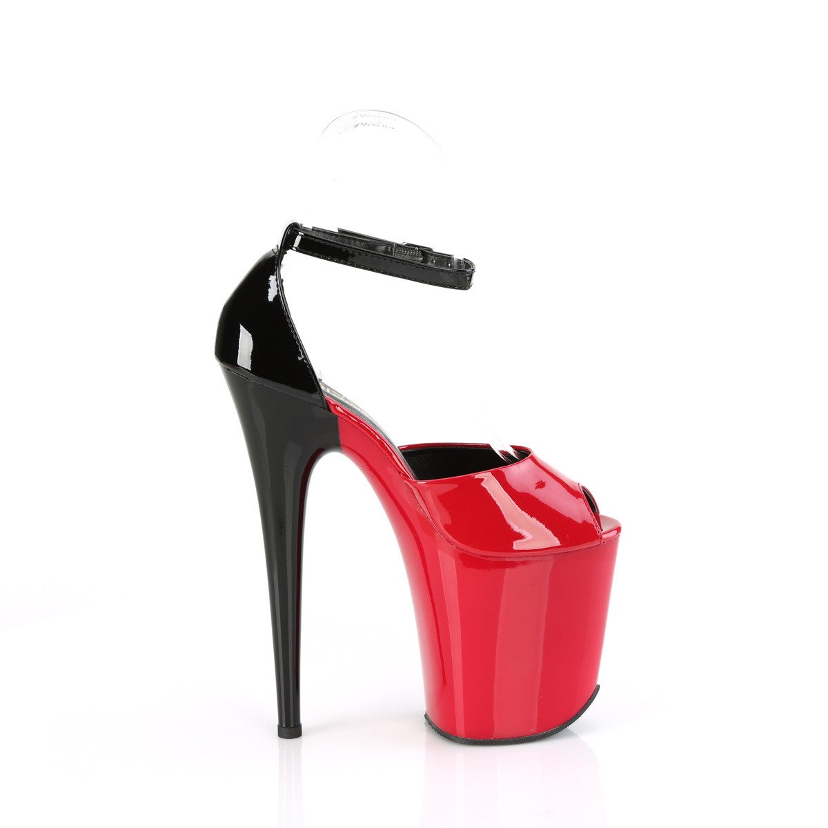 Pleaser Flamingo-868 R-B/M - Shiny Red High-Platform Ankle Strap Heels